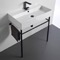 Ceramic Console Sink and Matte Black Stand, 32